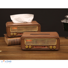 صندوق مناديل بنمط راديو قديم