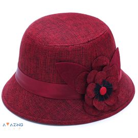 قبعة من الكتان للسيدات نمط زهرة